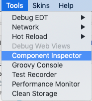 component inspector menu