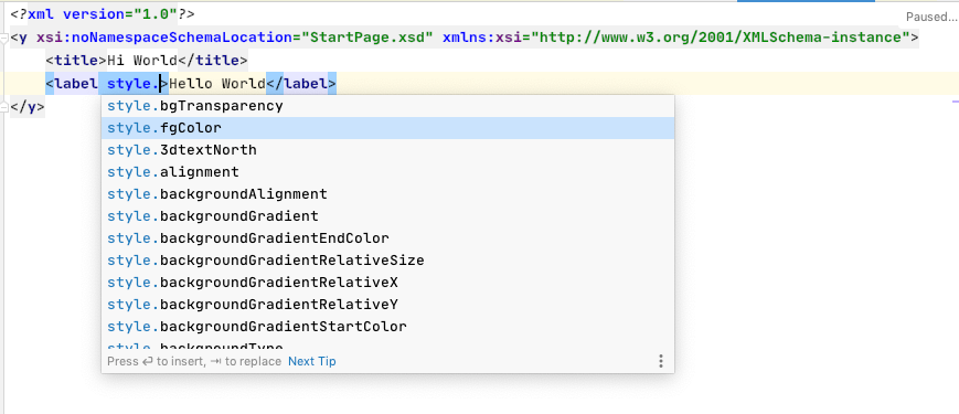 xml attribute style fgColor typehints
