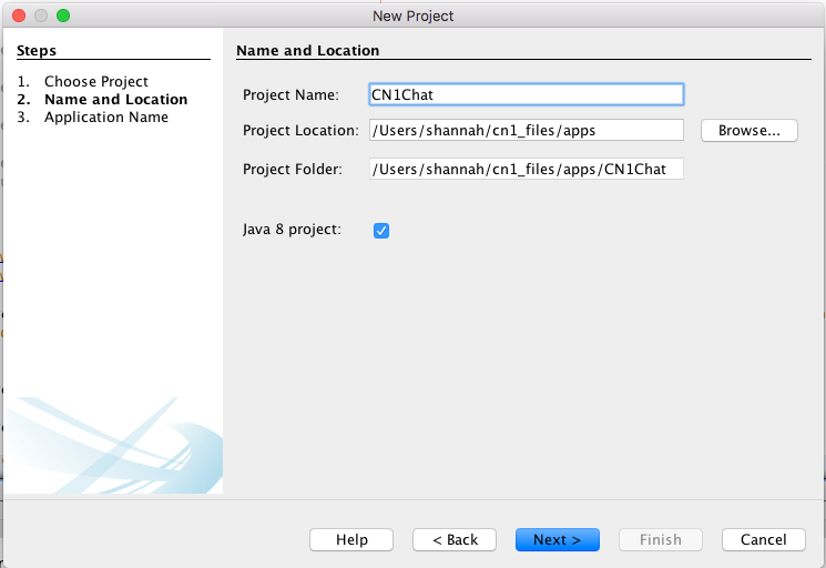 Create new project in NetBeans
