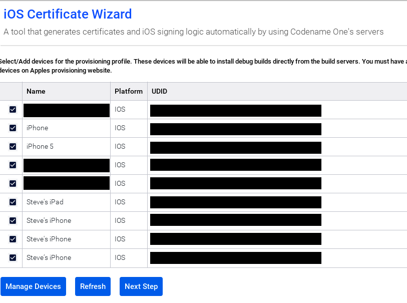 certificate wizard manage devices