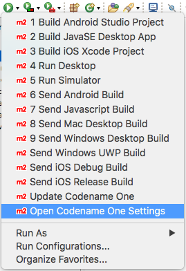 eclipse open codenameone settings