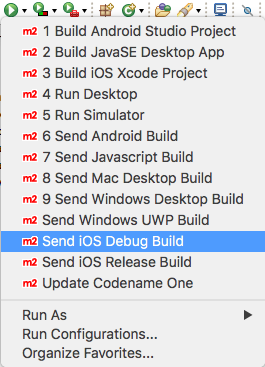 eclipse send ios debug build