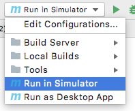 intellij select run in simulator