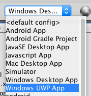 netbeans select windows uwp config