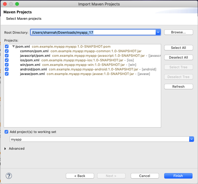 eclipse import list projects dialog