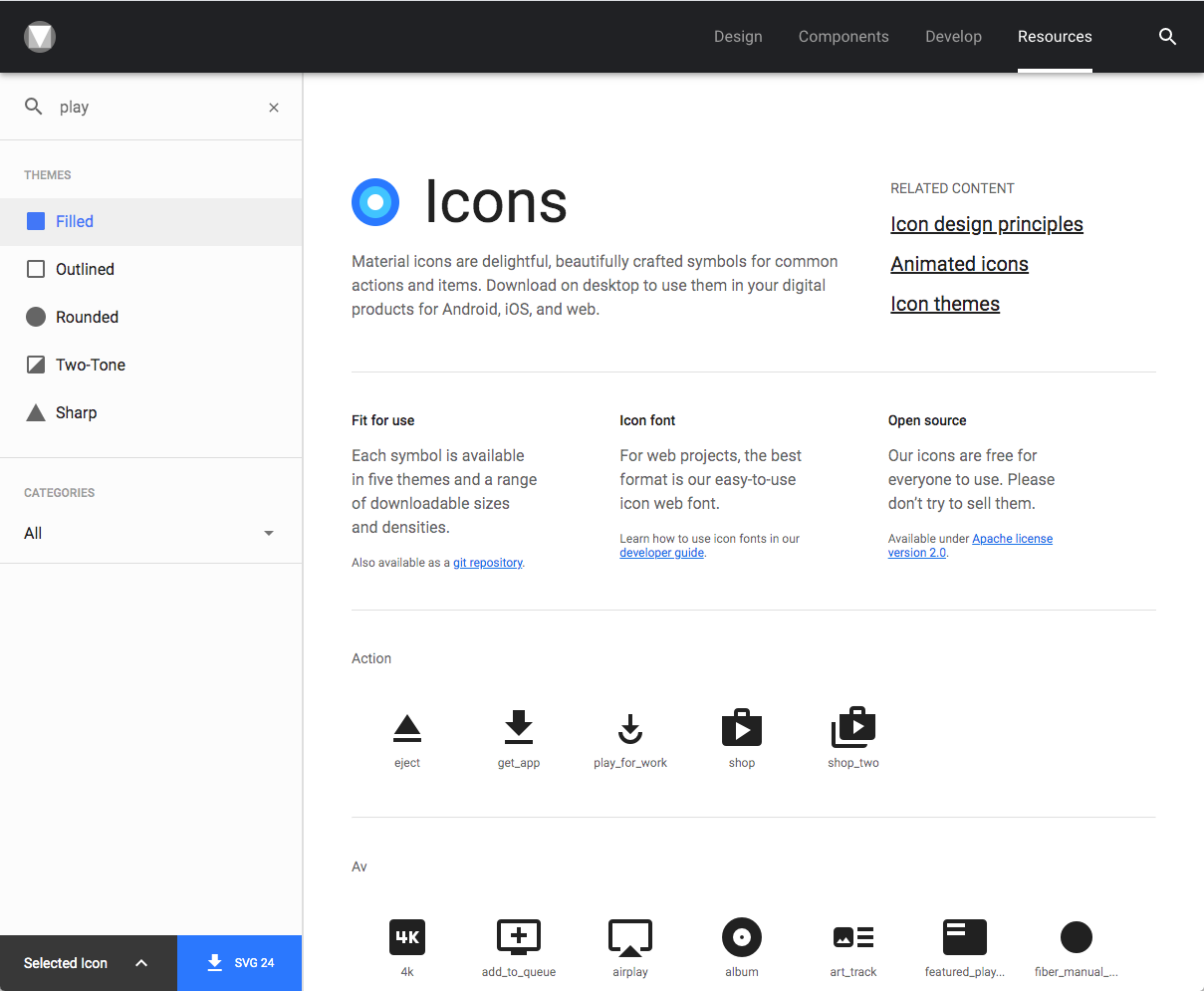 Material Icons site